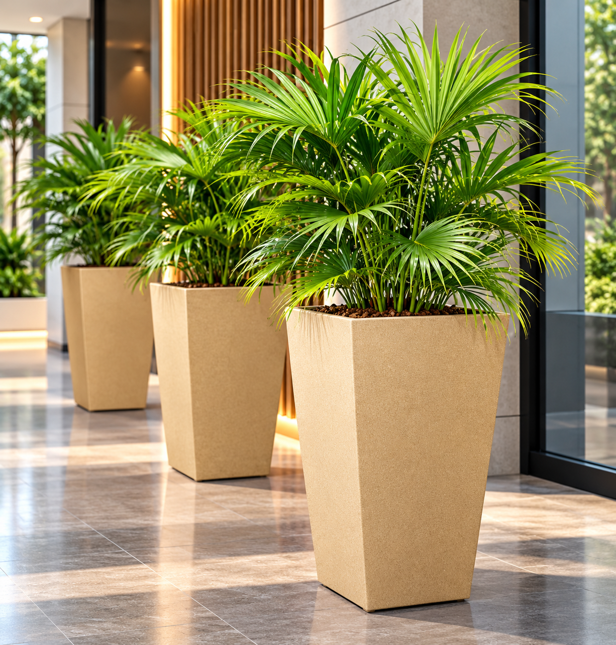 Modern Lobby Palm Planters — Sugandha Farms & Nursery